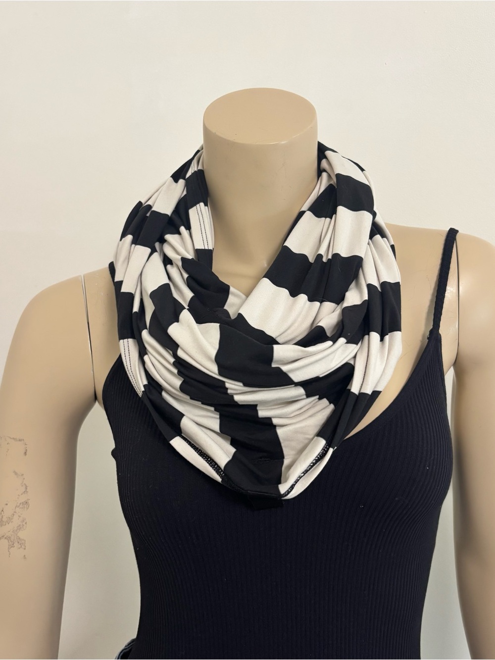 Lululemon Black & White Striped Infinity Scarf - Versatile Women's Accessory